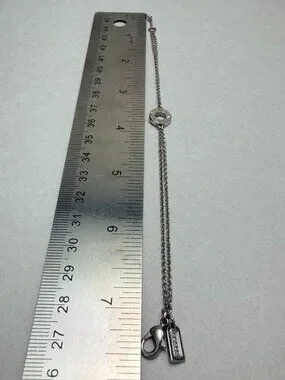 Coach | Jewelry | Coach Double Chain Bracelet Logo Charm Silver Tone ...